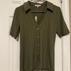 BNWT Madewell Cutaway Hem Polo Top- Sage Green